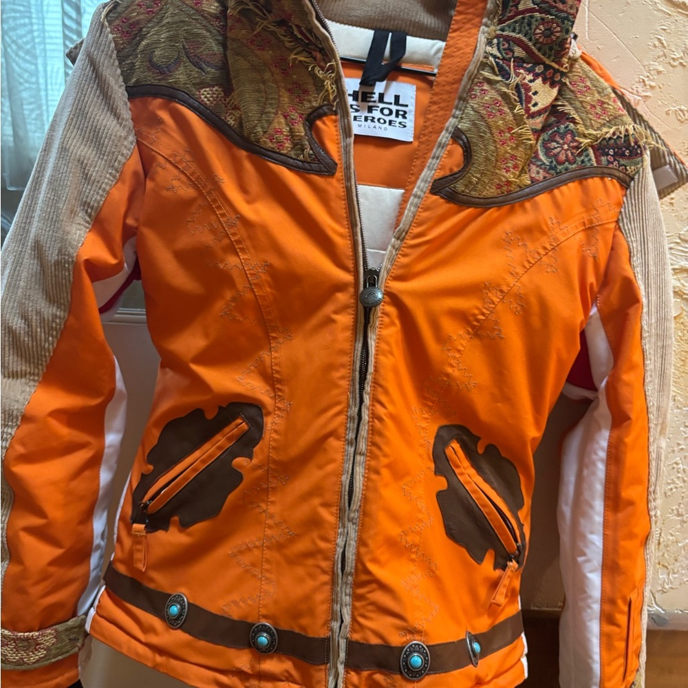 Hell is for Heroes Vibrant Orange and Brown Ski Jacket